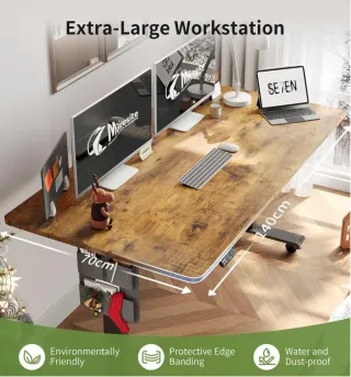 Escritorio Elevable Eléctrico 140x70cm con Ruedas