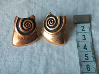Pendientes fantasía cobre y negro espiral, rosca