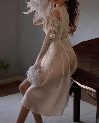 Camisón largo encaje transparente