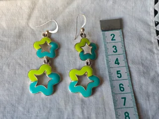 Pendientes fantasía flor turquesa y verde