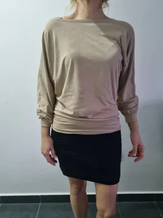 Blusa beige manga larga