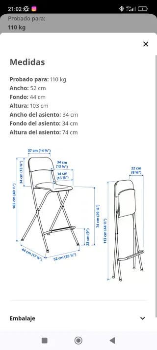 Taburete Franklin Ikea Negro/Plateado