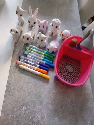 Juego de animales y baño para colorear