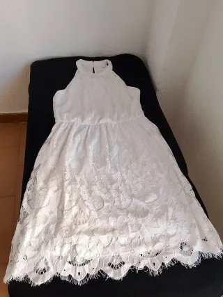 Vestido Vila encaje blanco talla 34