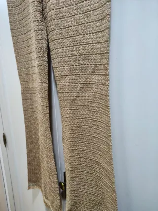 ZARA - Pantalones Crochet Beige Dorado