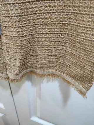 ZARA - Pantalones Crochet Beige Dorado