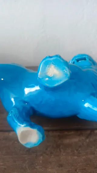 Figura Perro Foo Porcelana Azul 22cm