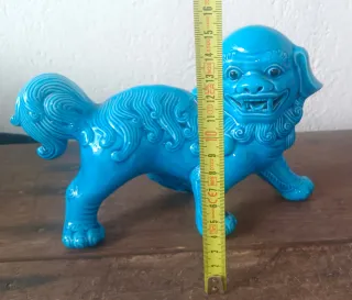 Figura Perro Foo Porcelana Azul 22cm