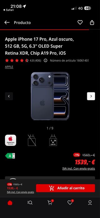 iPhone 17 Pro 512GB Azul Oscuro
