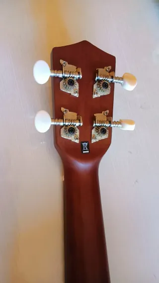 Ukulele marrone con custodia nera