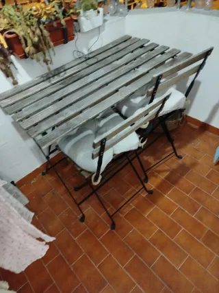 Mesa y 2 Sillas Jardín Plegables