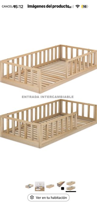 Cama Montessori 90x190 Madera Natural