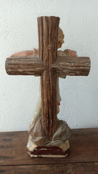 Antigua figura niño Jesus crucificado