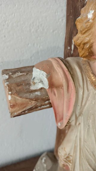 Antigua figura niño Jesus crucificado