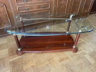 Mesa de salón cristal y madera