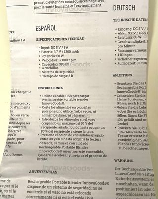 Batidora Portátil Recargable InnovaGoods