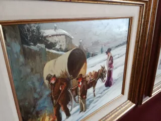 2 Cuadros Invierno Nieve 62x55cm