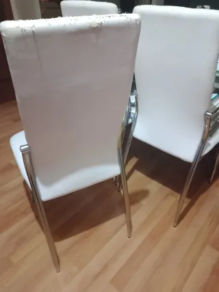 Set 6 Sillas Comedor Blancas y Grises