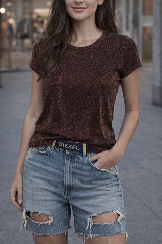 Camiseta glitter vino talla S