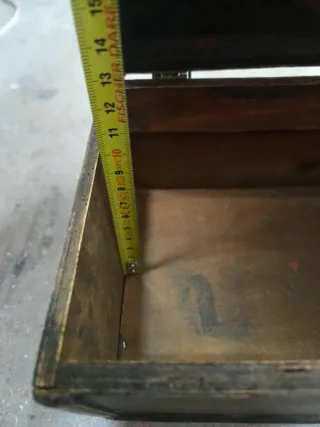 Cofre baúl pequeño madera y metal