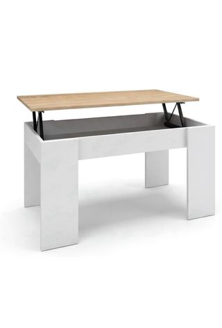 Mesa centro elevable madera y metal Medida en foto