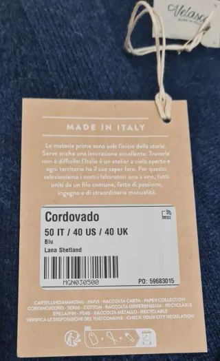 Velasca Cordovado Cardigan Blu Taglia 50