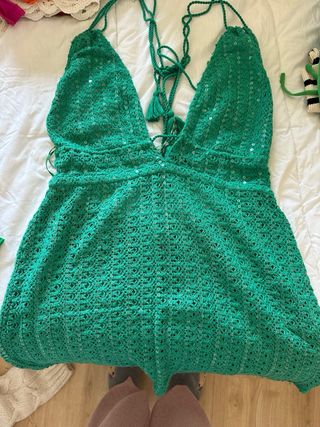 Vestido verde con lentejuelas