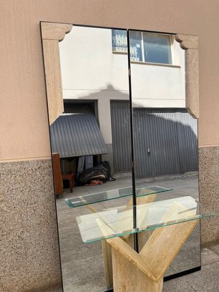 Espejo recibidor pie mármol y cristal