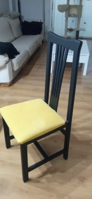 Juego de 4 Sillas Comedor Madera Negra/Amarilla