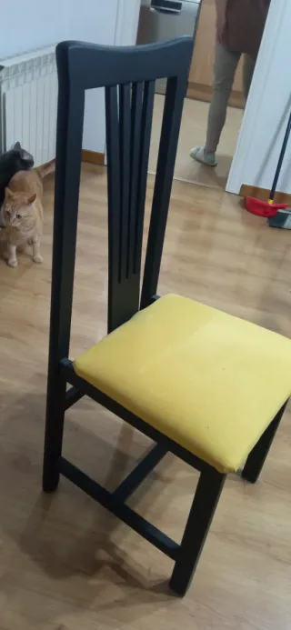 Juego de 4 Sillas Comedor Madera Negra/Amarilla