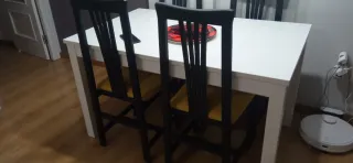 Juego de 4 Sillas Comedor Madera Negra/Amarilla