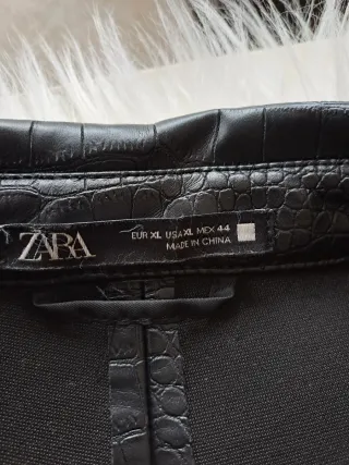 Chaqueta Zara Piel Sintética Negra Hombre