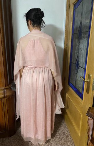 Vestido largo rosa palo