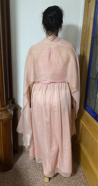 Vestido largo rosa palo