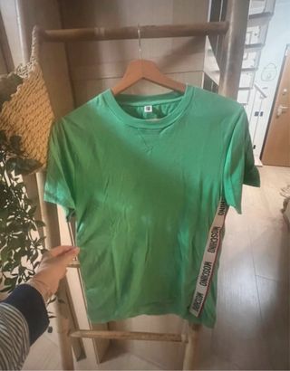T-shirt Moschino verde con banda logo