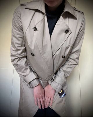 GABARDINA BEIGE! TRENCH LARGO M VINTAGE