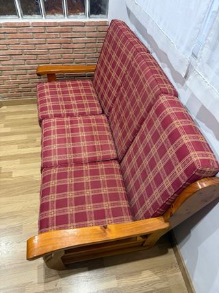 Sofá 3 plazas rojo a cuadros