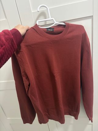 Jersey manga larga marrón/rojo