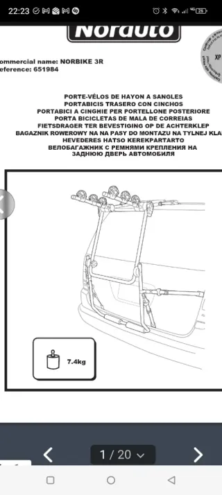 Portabicicleta bicis Norauto Norbike 3R