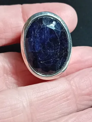 Anillo Plata Ley Zafiro facetado