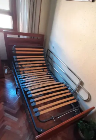Cama articulada eléctrica con colchón y barandilla