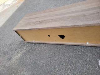 Mueble TV madera y blanco