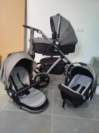Carrito de bebé 3 piezas gris.