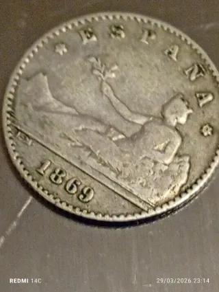 Moneda 50 céntimos España 1869
