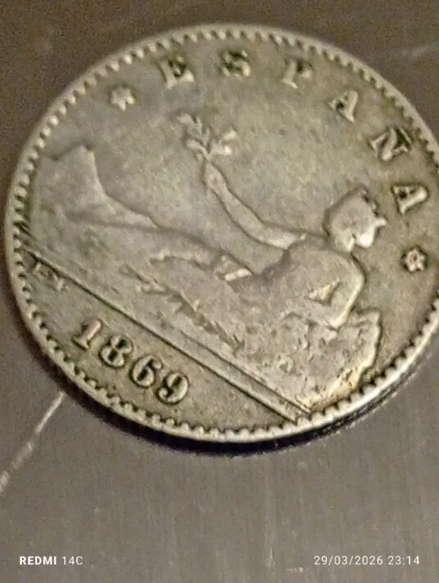 Moneda 50 céntimos España 1869