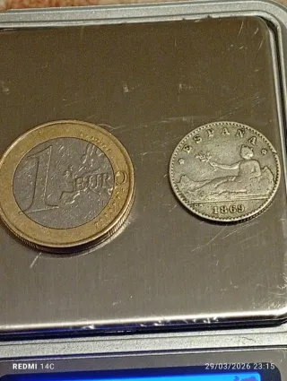 Moneda 50 céntimos España 1869