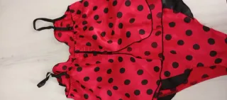 Conjunto lencería lunares rojo y negro