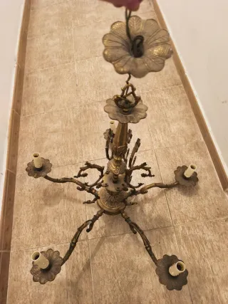 Lámpara de techo de bronce real condetallesfloral