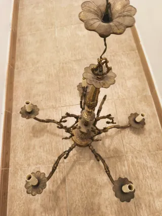 Lámpara de techo de bronce real condetallesfloral