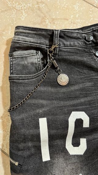 Jeans Dsquared2 neri con stampa ICON